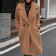 Single-Breasted Mid-Plush Trench Coat Loose-Collar Lambswool Coat